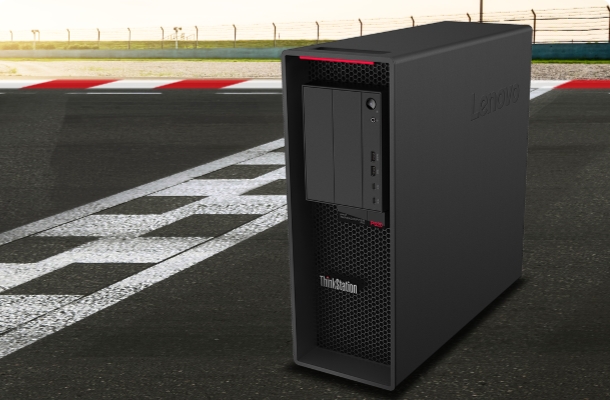 Lenovo ThinkStation on a race track at the starting line	
